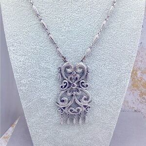 Vintage D’Orlan Ornate Silver Pendant Necklace